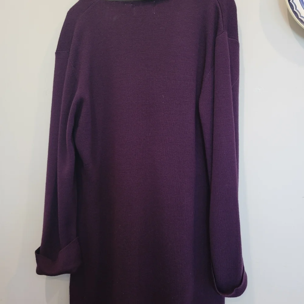 Womans Maggie Fine Knit Stylish Long Sweater Coat Faux Fur Collar L - Picture 7 of 11